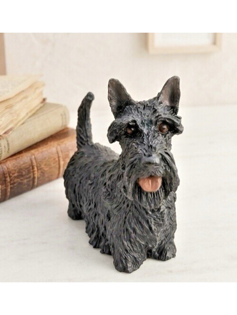 Vintage Russ Black Resin Scottish Terrier Dog Figurine, 4" Long, 3" Tall Rustic